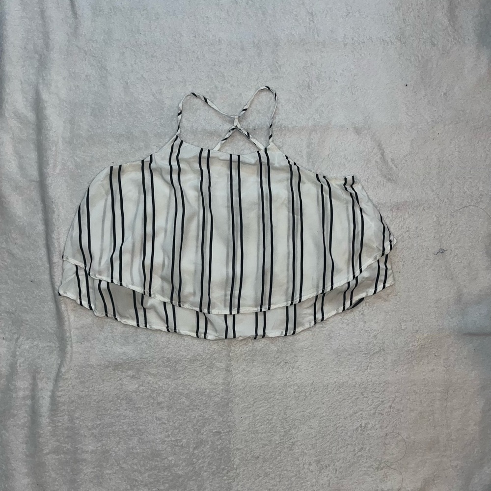black and white striped crop